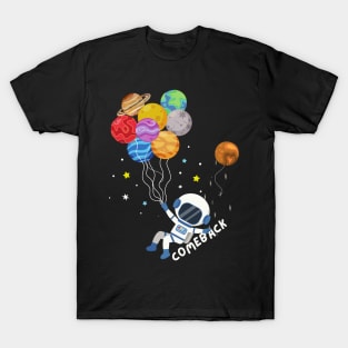 Astronaut Balloons Planets T-Shirt